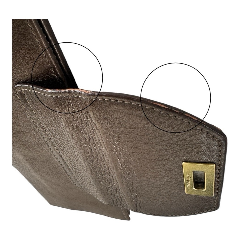 Salvatore Ferragamo Gancini Brown Leather Bifold Wallet - Picture 13 of 15